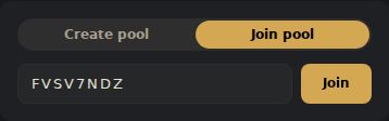 Join pool tab with an invite code entered